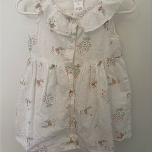 Carter's White and Pink Floral Blouse with Ruffles